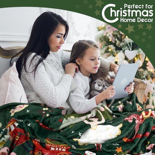 Christmas Throw Blanket for Couch 60x50,Green Winter Holiday Festival Cute Xmas Nutcracker Christmas Tree Blankets for Woman,Soft Flannel Fleece Blankets for Home Living Room Bed Chair Decor - Image 2