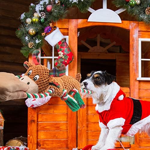 IOKHEIRA Christmas Squeaky Dog Toys, Dog Plush Toys for Chewers, Durable Interactive Dog Toys for Puppies, Small, Medium, and Large Dogs (Moose) - Image 3