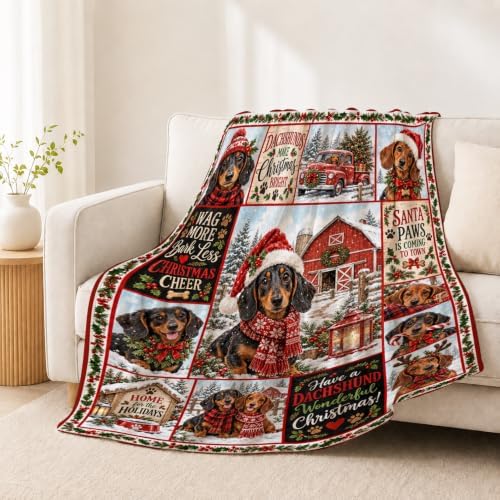 Dachshund Christmas Throw Blanket Cute Dog Holiday Gifts 40''x50'' - Image 4