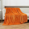 Burnt Orange Fleece Plush Throw Blanket 50"x60"for Couch Fuzzy Cozy Flannel by JIAHANNHA