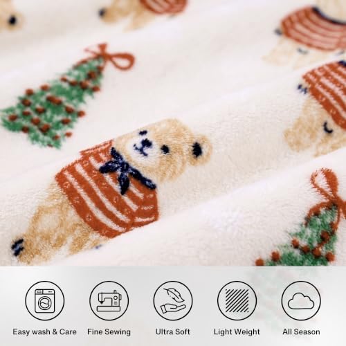Gogreen Cozy Christmas Blanket - 300 GSM Flannel Throw Size for Home Decoration - Ultra Soft (Christmas Tiny Bear, Throw - 50" x 60") - Image 5