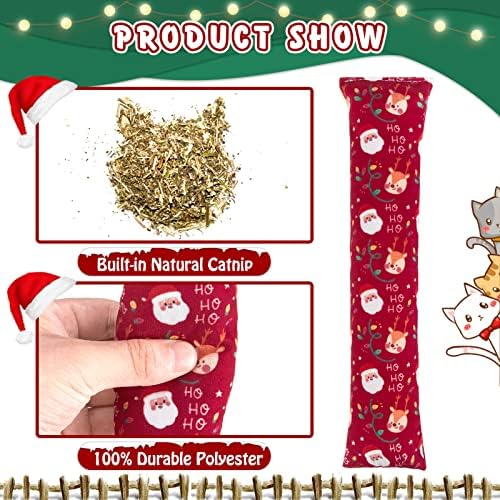 KOOLTAIL Cat Catnip Toys for Christmas, 3 Pack Durable Soft Kicker Toy Filled with Natural Catnip, Interactive Bite Resistant Chew Teeth Cleaning Gift for Indoor Cats Kitten - Image 3