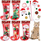 Shappy 5 Sets 55 Pcs Christmas Cat Stocking Toys with Cat Sticks Shaped Santa, Xmas Tree, Yarn Balls, Toy Mouse, Xmas Stocking Pet Set, Interactive Pet Gifts by Shappy