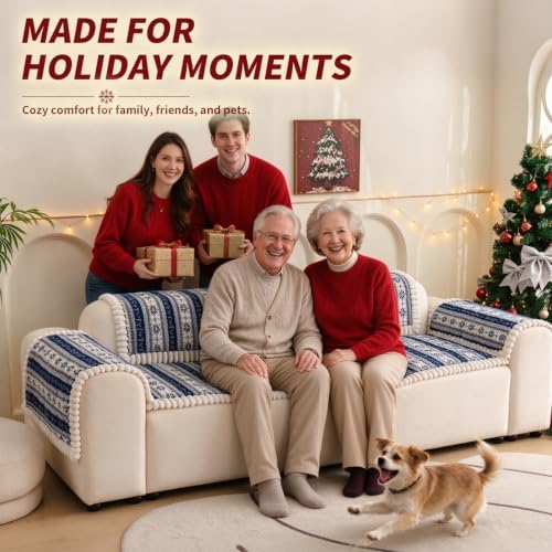 Christmas Couch Cover, Christmas Plush Sofa Cover for Dog Pet 1PC - Image 2