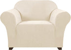 Stretch Chair Cover Chair Slipcovers with Arms 1-Piece Chair Sofa Slipcovers or Living Room Non Slip Armchair Cover Furniture Protector Dogs Pet Friendly(Armchair, Biscotti Beige)