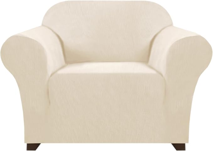 Stretch Chair Cover Chair Slipcovers with Arms 1-Piece Chair Sofa Slipcovers or Living Room Non Slip Armchair Cover Furniture Protector Dogs Pet Friendly(Armchair, Biscotti Beige)