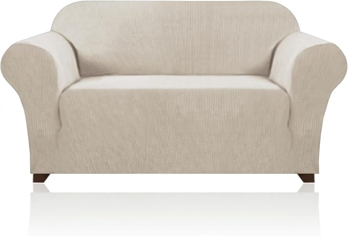 Stretch Loveseat Sofa Cover Slipcover Couch Cover for 2 Cushion Sofa Washable Sofa Cover for Pets Friendly Furniture Protector Covers with Non Slip Bottom(Loveseat, Island Fossi)