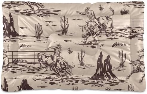 Western American Cowboy Dog Bed Mat Washable Anti Slip Bottom Comfy Kennel Pad Cat Crate Mat Dog Pet Pad 18 x 24 Inches by Mazeann