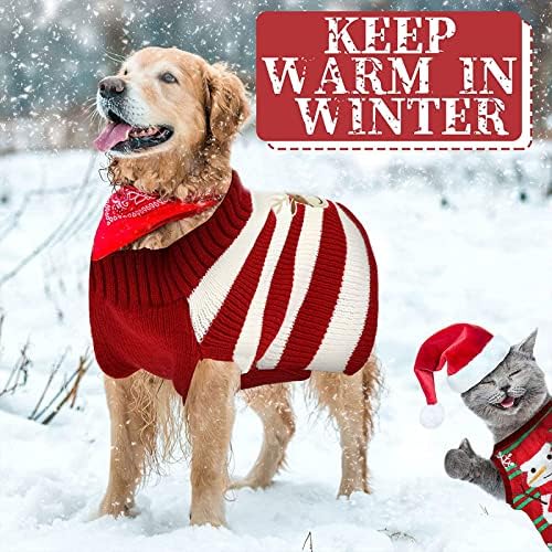 4 Pieces Christmas Dog Sweaters - Holiday Puppy Snow Elk Reindeer Snowman Elf Winter Knitwear Warm Clothes Funny Party Cosplay Dress for Small to Medium Dogs Cats (Medium) - Image 4