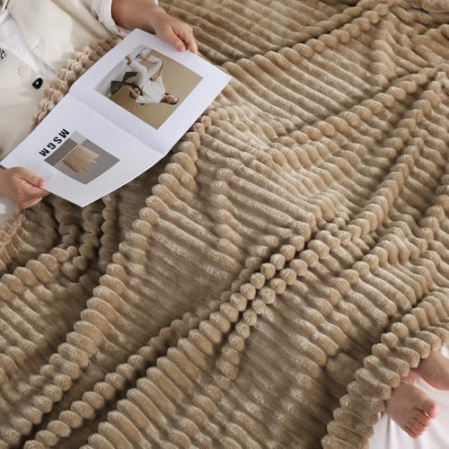 Tan Fleece Throw Blanket 50”×60” for Couch Sofa Livingroom - Image 4