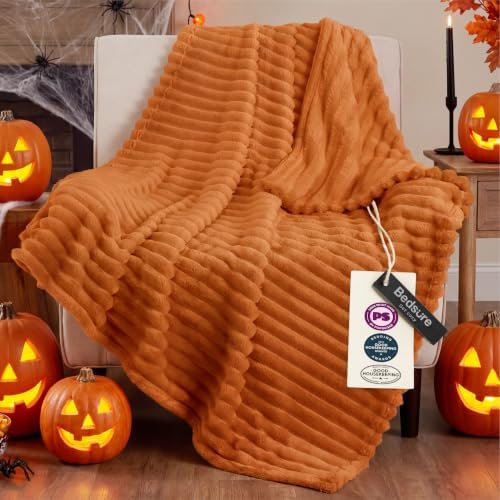 Bedsure Soft Twin Blanket for Bed Decor Gifts Burnt Orange 60"x80" by BEDSURE