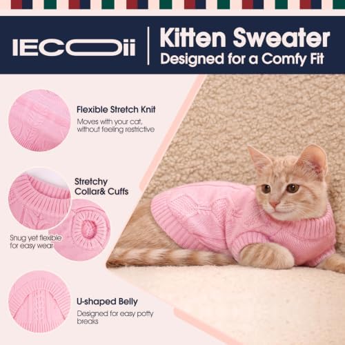IECOii Cat Sweater for Cats, Warm Knit Kitten Clothes for Fall Winter, XS-L - Image 3