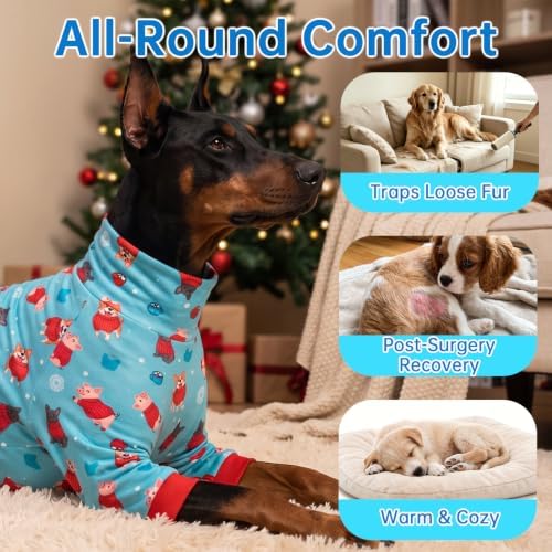 Dog Pajamas for Large Dogs, Soft Stretchy Four-Leg Dog Jumpsuit, Cozy Indoor Sleepwear, 3XL - Image 4