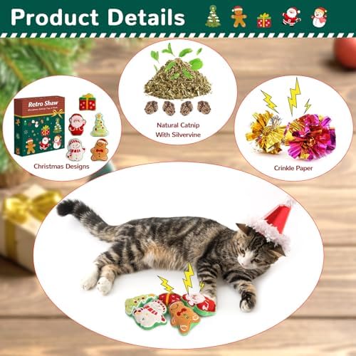 Retro Shaw Catnip Cat Toys Christmas, Cute Santa Claus Xmas Trees Snowman - Image 2