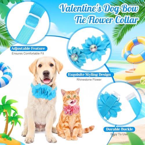 50 Pcs Flower Dog Bows Pink Collar Puppy Bows, Multiple Colors - Image 4