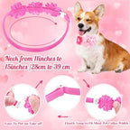 50 Pcs Flower Dog Bows Pink Collar Puppy Bows, Pink and Rose Red - Image 4