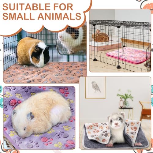 Reginary 4 Pcs Guinea Pig Fleece Cage Liners, Paw Print, 28 x 14 Inch - Image 4