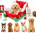 Christmas Santa Sleigh Dog Bed Washable Plush Sofa Beds for Cats and Pets by Unknown