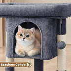 Yaheetech Small Cat Tree 23.5in for Kittens & Senior Cats, Low Profile Gray - Image 6
