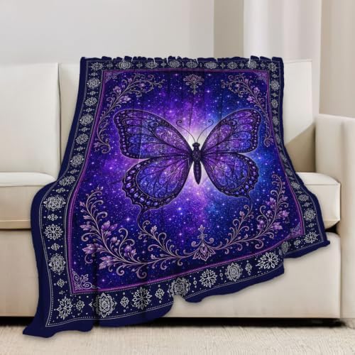 Purple Butterfly Blanket, Fantasy Throw Gift for Girl Women 80"X60" - Image 5