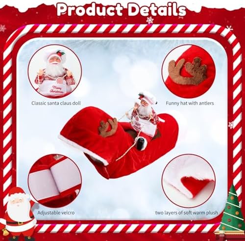 BWOGUE Santa Dog Costume, Dog Christmas Outfit, Reindeer Rider Costume XL - Image 3