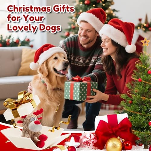 Dog Christmas Toys Plush Chew Toys for Dogs, Funny Reindeer Squeaky Dog Toy - Image 7