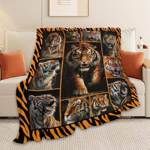 Tiger Throw Blanket Tiger Stuff Gifts for Kids Girls Boys Adults Women Men Soft Cozy Warm Plush Fluffy Fuzzy Fleece Blanket Decor 50''X60'' - Image 4