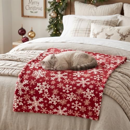 Horaldaily Christmas Red Snowflakes Flannel Pets Blanket 30x40 - Image 4