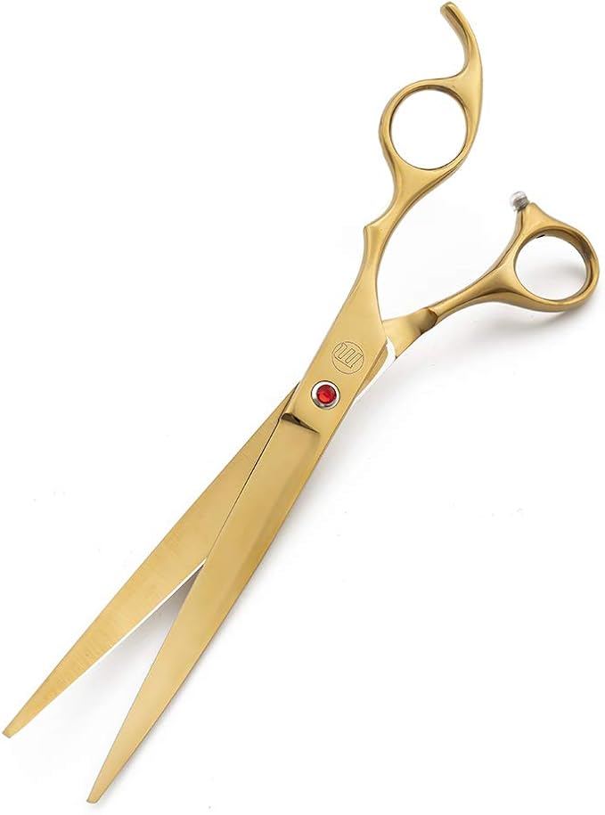 Moontay Professional 8" Dog Grooming Scissors Set 4PCS, Gold | Straight, Upward Curved, Downward Curved, Thinning/Blending Shears for Dog, Cat and Pets, JP Stainless Steel
