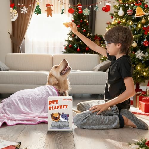 Stuffed Premium Soft Dog Blanket, with Flannel Pink Cute Paw Print, Cat Blanket Puppy Supplies Dog Products Stuff Essentials(Pink 32x40 inches) - Image 4