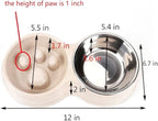 Slow Feeder Dog cat Double Bowl Stainless Steel and Anti-Choking White | white slow feeder