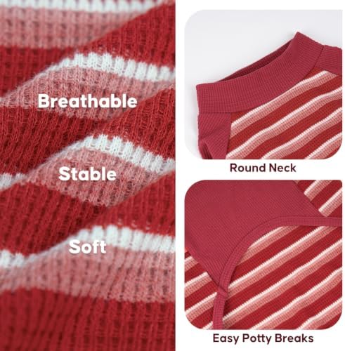KYEESE 2Pack Waffle Dog Christmas Shirt for Small Dog Sweater with Sleeves - Image 3