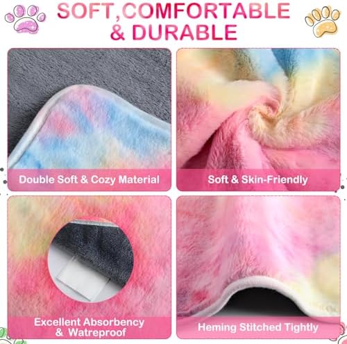 Reginary 4 Pcs Guinea Pig Fleece Cage Liners, Tie Dye, 12 x 12 Inch - Image 3