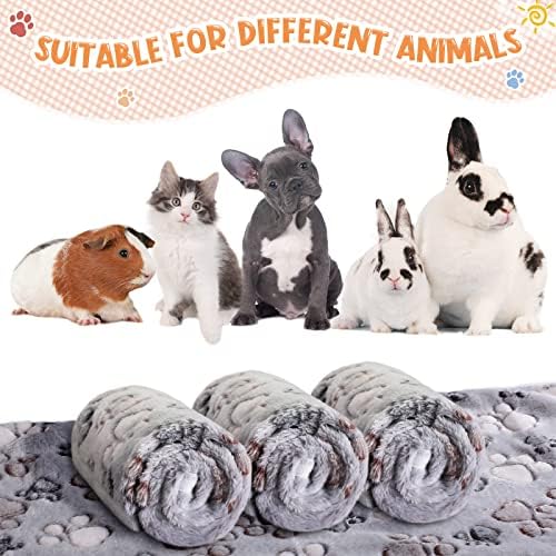 Tatuo 4 Pcs Fleece Dog Blanket for Puppy Cat, Gray, 24 x 16 in, Paw - Image 5