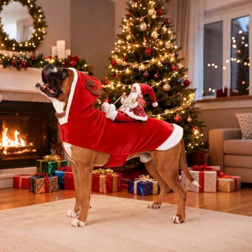 BWOGUE Santa Dog Costume, Dog Christmas Outfit, Santa Rider Costume, Large - Image 5