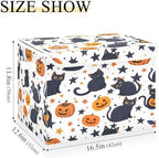 Bolaz Storage Bins with Lids and Handles,Black Cat Pumpkin Pattern Storage Box Basket with Cover Collapsible Organizer Containers for Home Closet, Shelves - Image 3