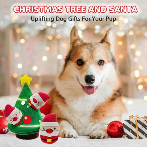 lilfrd Christmas Dog Toys, 4 Pack Santa Xmas Tree Hide & Seek Squeaky Toy - Image 3
