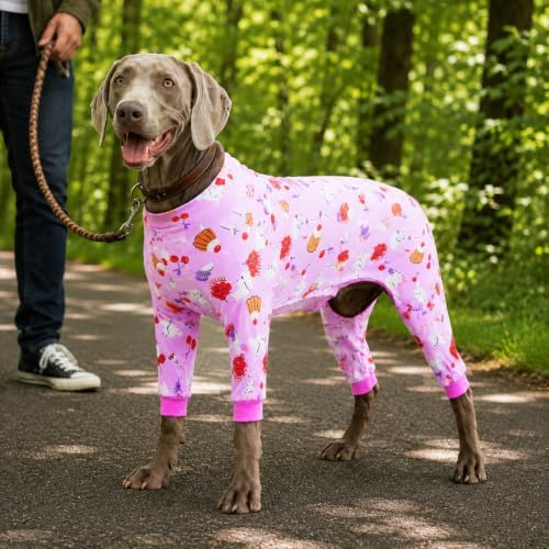 Dog Pajamas for Medium and Large Dogs, Pink Cat Cupcake, 2XL - Image 5