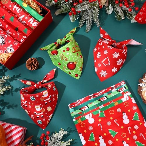 Preboun 50 Pcs Christmas Dog Bandanas Bulk, Red and Green Santa Snowmen - Image 5