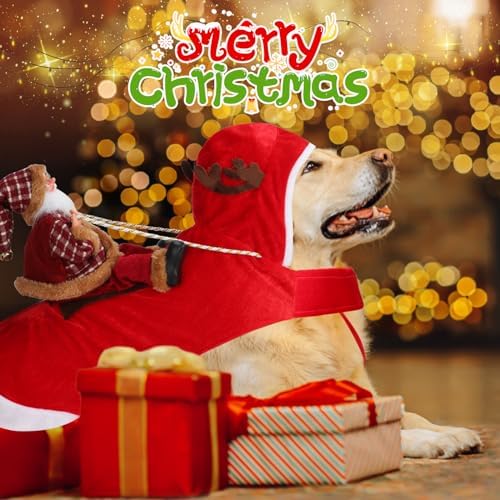 BWOGUE Santa Dog Costume, Dog Christmas Outfit, Santa Rider Costume XL Size - Image 2