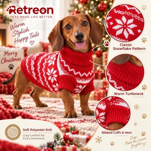 Dog Sweater for Small Dogs Girl Boy Winter, Dog Clothes, Red, S - Image 4