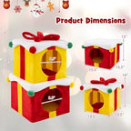 PETSITE Christmas-Themed Gift Box-Shaped Cat House, Stackable 2-Piece Indoor Cat Caves for Kittens, Colorful 2-Story Cat Hideaway Cat Bed for Indoor Cats - Image 5