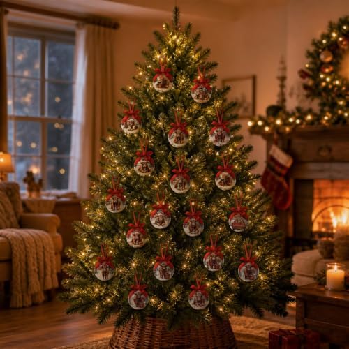 Cow Christmas Ornaments - Highland Cow Christmas Decorations Ball Ornaments Tree Decorations Hanging Balls 2.36 Inch for Xmas Tree Party Home Holiday，Xmas Gifts Set of 16Pcs - Image 5