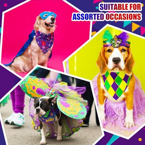100 Pcs Dog Bandanas Bulk Adjustable Pet Scarves Mardi Gras M - Image 2