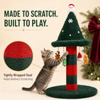 Cat Scratching Post with 4 Hanging Plush Toy - Christmas Tree Alternative Give Your Cat a Toy and Scratching Post in One with This Ultimate Tree 30 * 15 Inch Red Green - Image 3