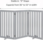 unipaws 36”H Free Standing Pet Gate for Dog Cat, 60”Wide Wooden Dog Gates | Foldable Pet Fence for Doorway, Stairs, Step, Expandable Doggy Barrier, Indoor Use