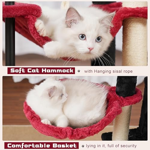 Gitelsnour Cat Tree, 43.3'' Cat Tower with Hammock for KittensGCT004SBR - Image 5