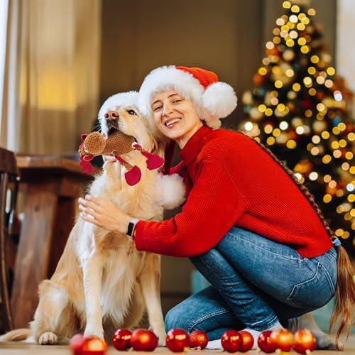 Christmas Squeaky Dog Toys, Stuffed Large Dog Toys to Keep Them Busy, Interactive Plush Chew Toys with Crinkle Paper, Tough Pet Animal Toys for Small Medium Large Dogs (Red Elk) - Image 5