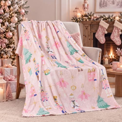 FuWeave Pink Nutcracker Blanket Flannel Christmas Throw Blanket 50x60 Inch by FuWeave