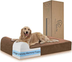 Rainmr Orthopedic Dog Beds for Large Dogs, 7" Memory Foam Dog Beds with Waterproof Liner, Durable Microsuede Cover, Removable and Washable, Nonskid Bottom, 48"x30"x7" L Chocolate